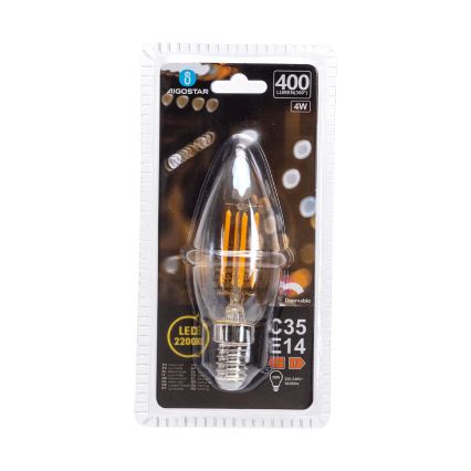 LED regulējama spuldze FILAMENT C35 E14/4W/230V 2200K - Aigostar