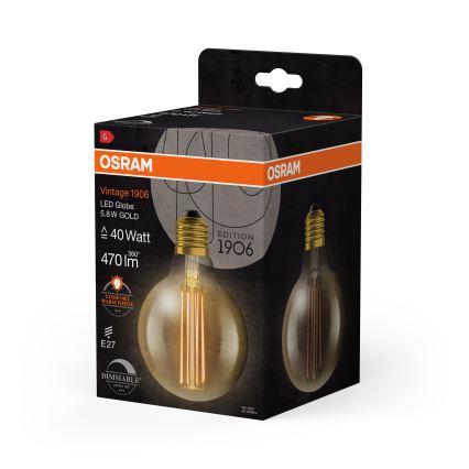 LED regulējamā spuldze VINTAGE FILAMENT E27/5,8W/230V 2200K - Osram