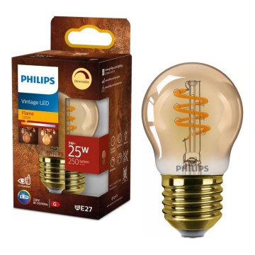 LED regulējama spuldze VINTAGE Philips P45 E27/3W/230V 2200K