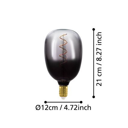 LED regulējama spuldze VINTAGE T120 E27/4W/230V 1800K dūmaina - Eglo 110227