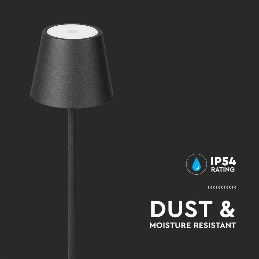 LED regulējama uzlādes grīdas lampa 3in1 LED/4W/5V 4400 mAh 3000K IP54 melna