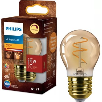 LED regulējamā VINTAGE spuldze Philips P45 E27/2,7W/230V 1800K
