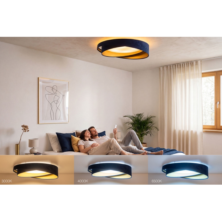 LED dimējama griestu lampa SMART GALAXY MODERN LED/24W/230V 3000-6500K Ø 55 cm zila/zelta + ar tālvadības pulti