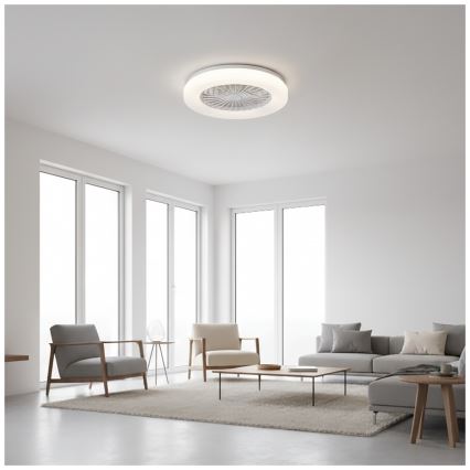 LED dimējams griestu gaismeklis ar ventilatoru VENTELUX LED/24W/230V 3000/4000/6500K Ø 45 cm balts + tālvadība