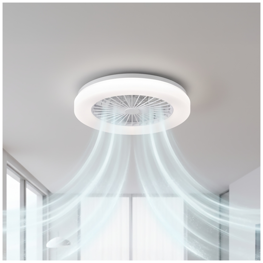 LED dimējams griestu gaismeklis ar ventilatoru VENTELUX LED/24W/230V 3000/4000/6500K Ø 45 cm balts + tālvadība
