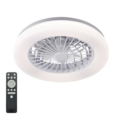 LED dimējams griestu gaismeklis ar ventilatoru VENTELUX LED/24W/230V 3000/4000/6500K Ø 45 cm balts + tālvadība
