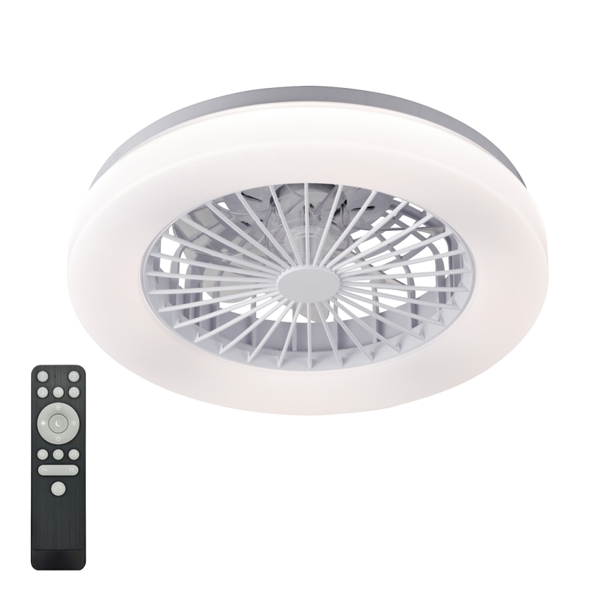 LED dimējams griestu gaismeklis ar ventilatoru VENTELUX LED/24W/230V 3000/4000/6500K Ø 45 cm balts + tālvadība