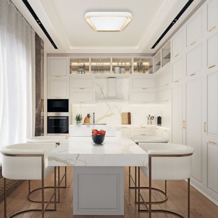 LED Regulējams griestu gaismeklis QUADRO LED/66W/230V 3000-6000K balts/zelts + tālvadības pults