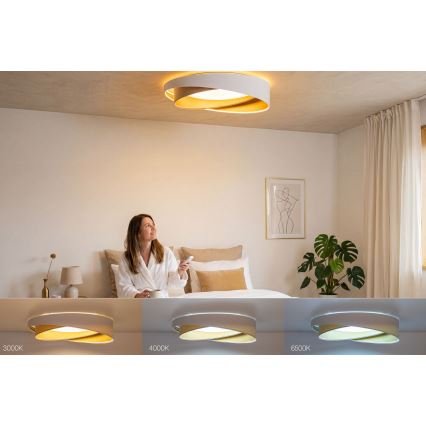 LED regulējams griestu gaismeklis SMART GALAXY MODERN LED/24W/230V 3000-6500K Ø 55 cm balts/bēšs/zelts + tālvadības pults