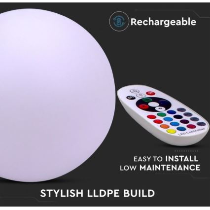 LED RGB Aptumšojama āra lampa LED/1W/5V 1000 mAh 30 cm IP67 + tālvadības pults