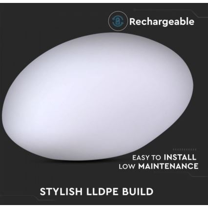 LED RGB Aptumšojama āra lampa LED/1W/5V 28cm IP67 1000 mAh + tālvadības pults