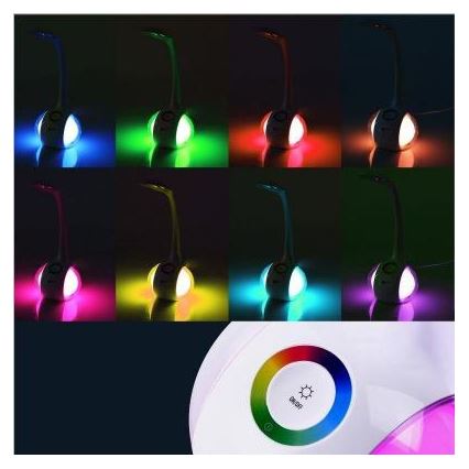 LED RGB Aptumšojama galda lampa LED/7W/230V balta