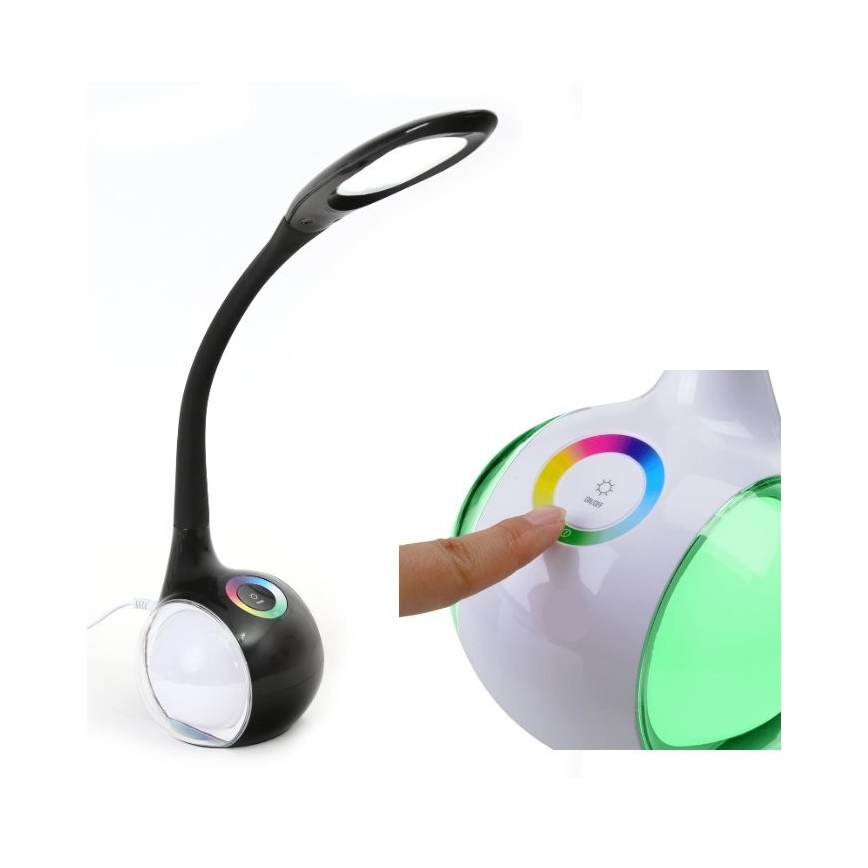 LED RGB Aptumšojama galda lampa LED/7W/230V melna