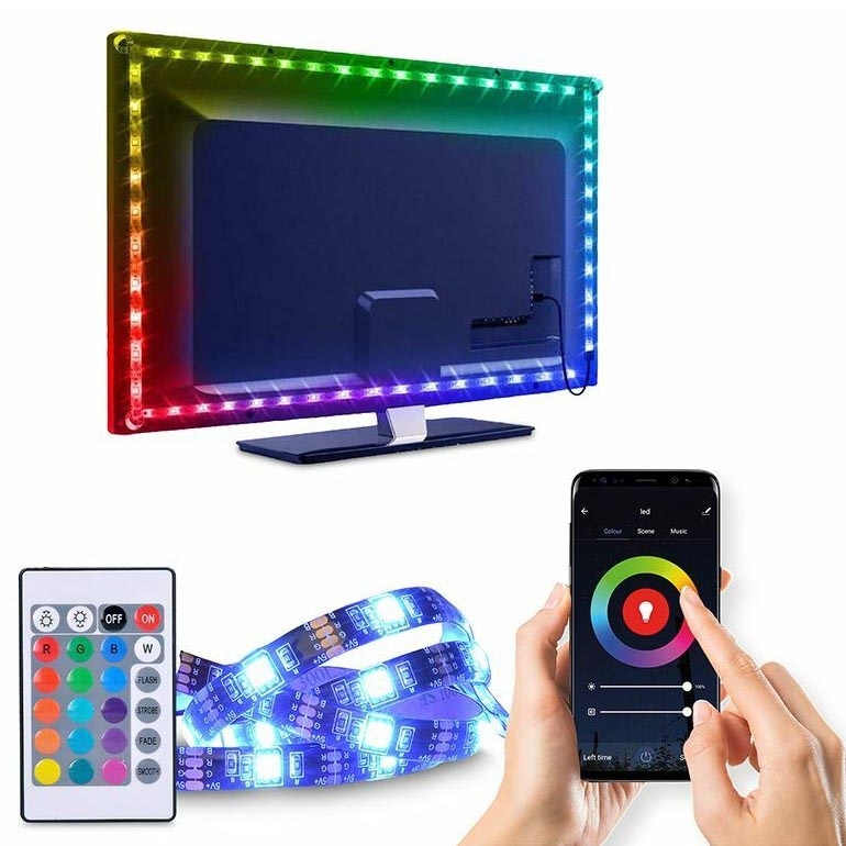 LED RGB Aptumšojama josla televizoram LED/6W/5V Wi-Fi Tuya + tālvadības pults