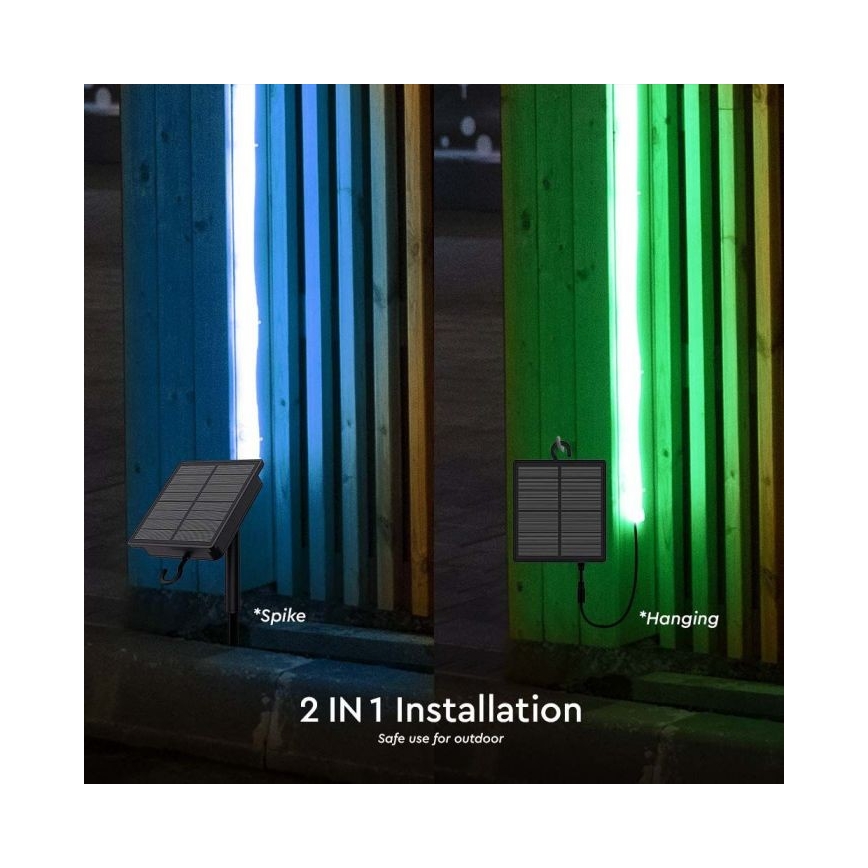 LED RGB Aptumšojama saules enerģijas josla LED/1,2W/3,7V IP67 5m + tālvadības pults