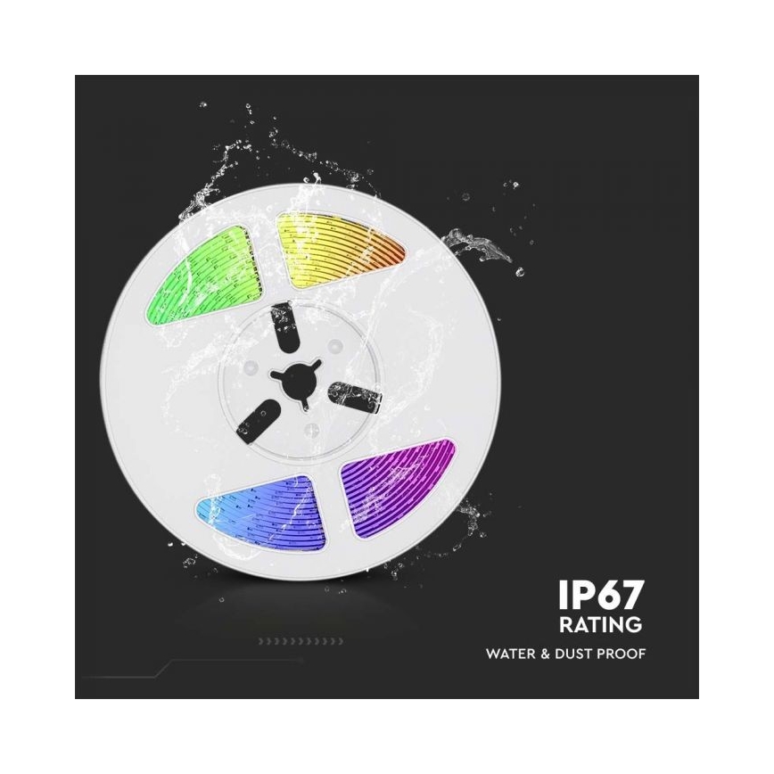 LED RGB Aptumšojama saules enerģijas josla LED/1,2W/3,7V IP67 5m + tālvadības pults