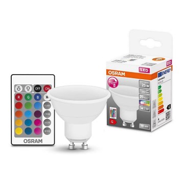 LED RGB Aptumšojama spuldze GU10/4,2W/230V 2700K + tālvadības pults - Osram