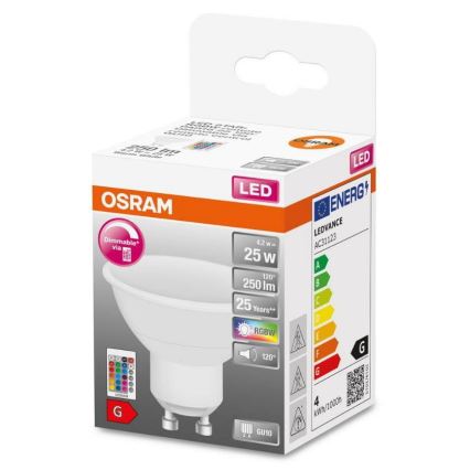 LED RGB Aptumšojama spuldze GU10/4,2W/230V 2700K + tālvadības pults - Osram