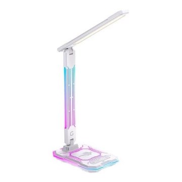 LED RGB Aptumšojama uzlādējama skārienvadāma galda lampa ar bezvadu lādētāju LED/7,5W/5V 2700-5300K balta
