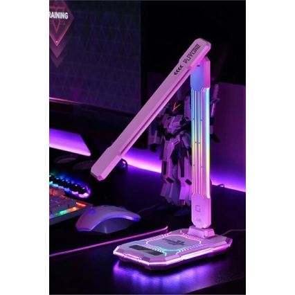LED RGB Aptumšojama uzlādējama skārienvadāma galda lampa ar bezvadu lādētāju LED/7,5W/5V 2700-5300K balta