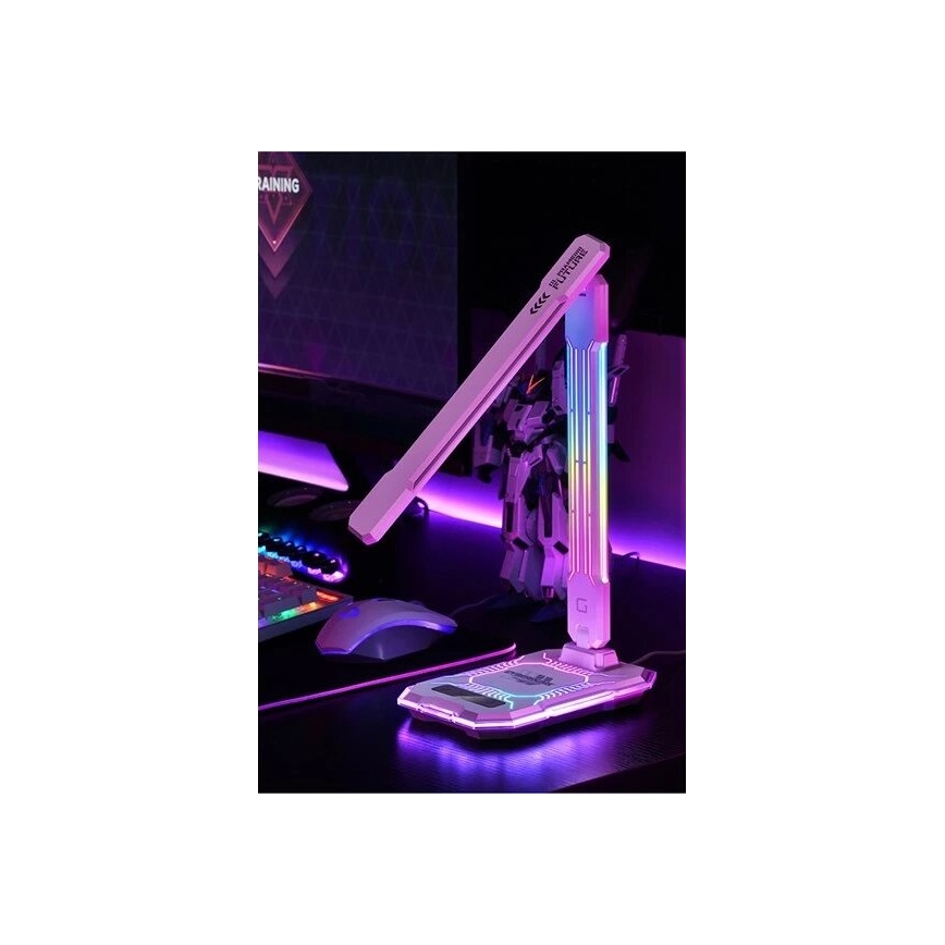 LED RGB Aptumšojama uzlādējama skārienvadāma galda lampa ar bezvadu lādētāju LED/7,5W/5V 2700-5300K balta