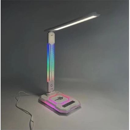 LED RGB Aptumšojama uzlādējama skārienvadāma galda lampa ar bezvadu lādētāju LED/7,5W/5V 2700-5300K balta