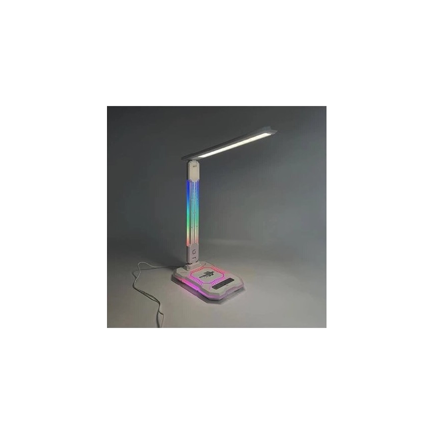 LED RGB Aptumšojama uzlādējama skārienvadāma galda lampa ar bezvadu lādētāju LED/7,5W/5V 2700-5300K balta