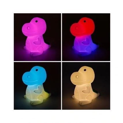 LED RGBW Aptumšojama uzlādējams bērnu nakts lampa LED/2,5W/5V 3000K 1200 mAh dinozaurs
