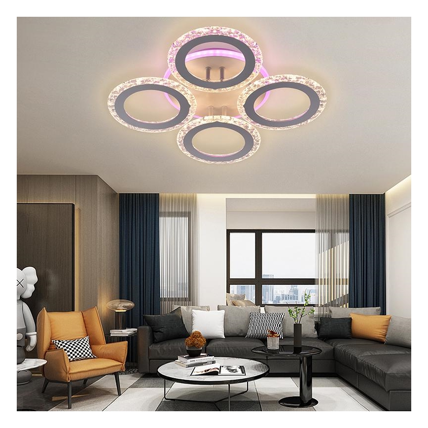 LED RGB Aptumšojama virsapmetuma lustra LED/55W/230V 3000-6500K + tālvadības pults