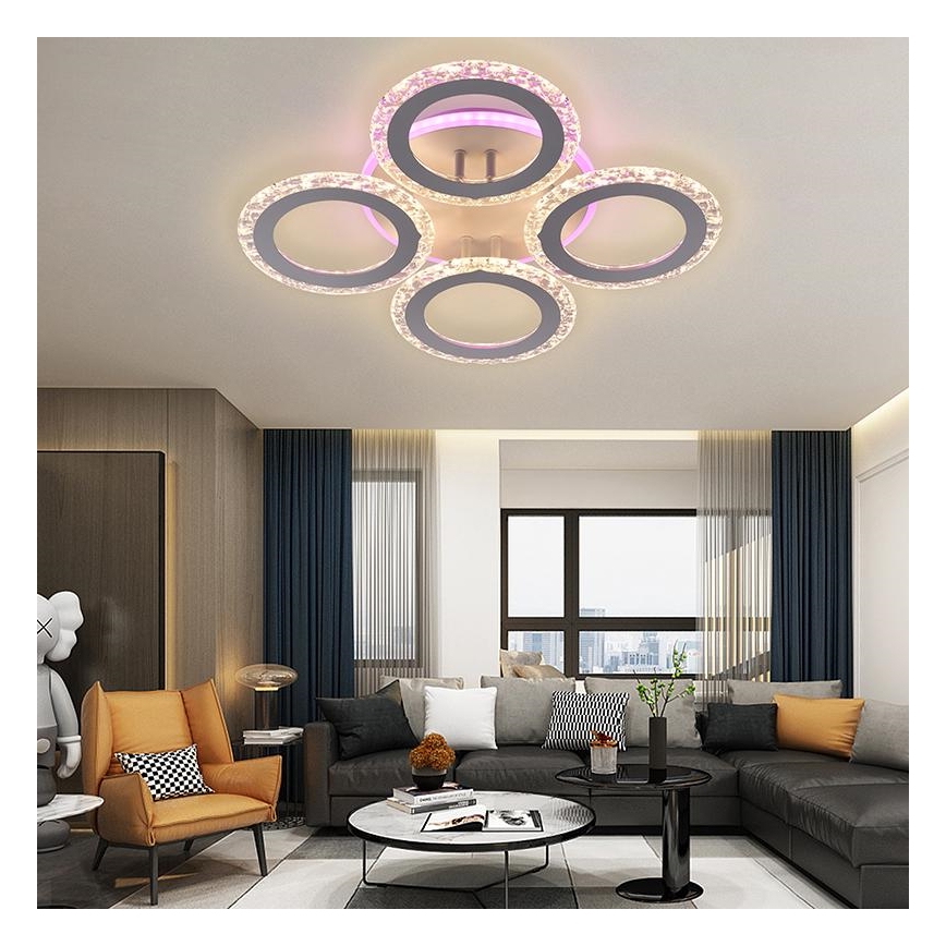 LED RGB Aptumšojama virsapmetuma lustra LED/55W/230V 3000-6500K + tālvadības pults