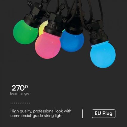 LED RGB Āra virtene STRING 13 m 15xLED/0,5W/230V IP44 + tālvadības pults