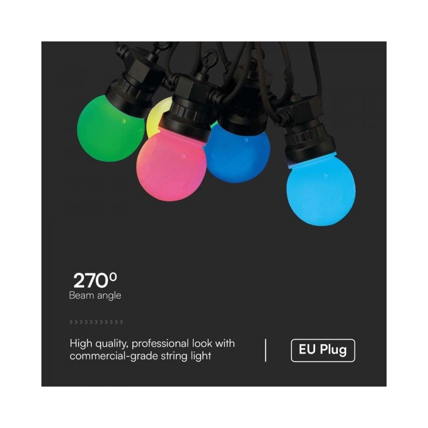 LED RGB Āra virtene STRING 13 m 15xLED/0,5W/230V IP44 + tālvadības pults