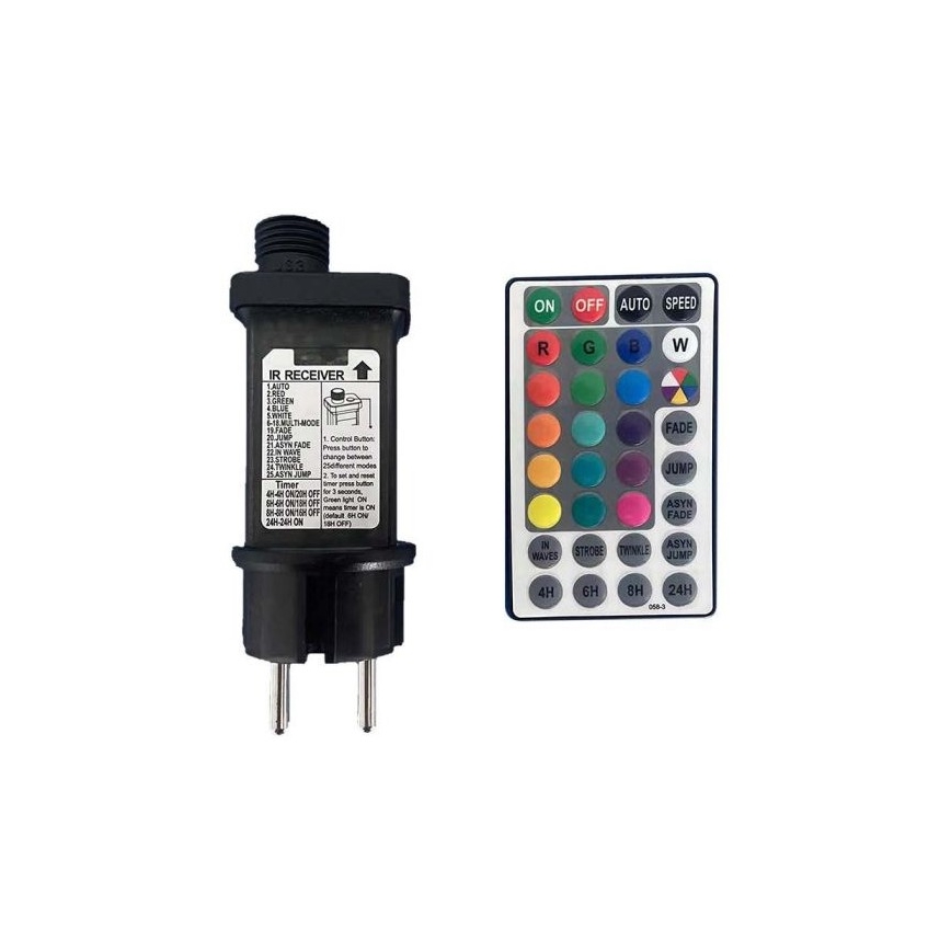 LED RGB Āra virtene STRING 13 m 15xLED/0,5W/230V IP44 + tālvadības pults