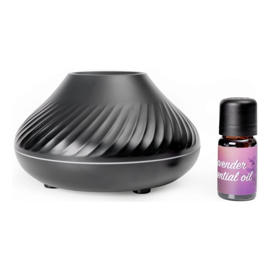 LED RGB Aroma difuzors ar liesmas imitāciju LED/6,5W/5V 130ml melna
