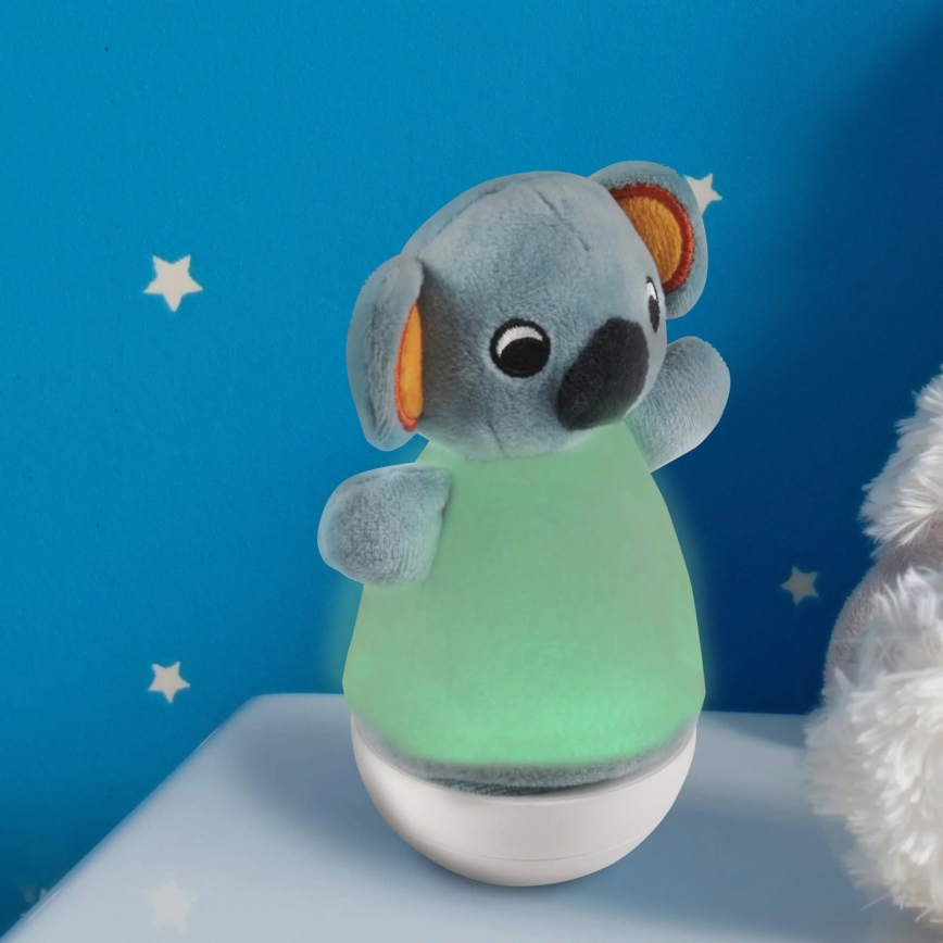 LED RGB Bērnu nakts lampiņa ar melodiju 3xAAA/5V koala