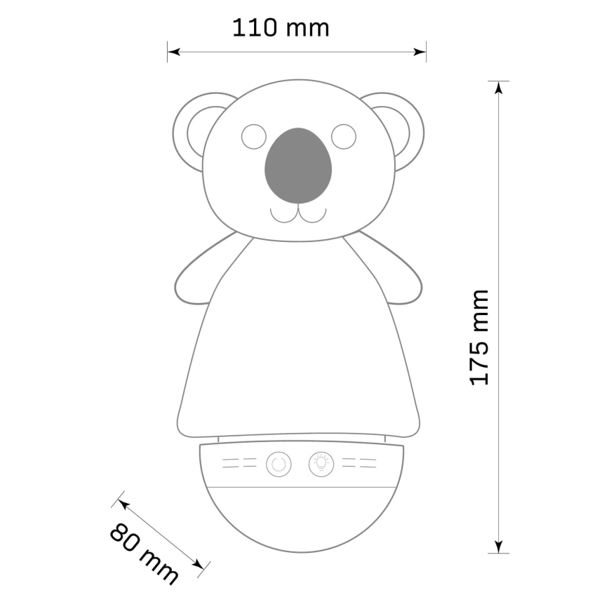 LED RGB Bērnu nakts lampiņa ar melodiju 3xAAA/5V koala