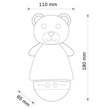 LED RGB Bērnu nakts lampiņa ar melody 3xAAA/5V lācis