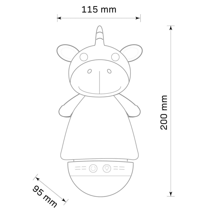 LED RGB Bērnu nakts lampiņa ar melodiju 3xAAA/5V vienradzis