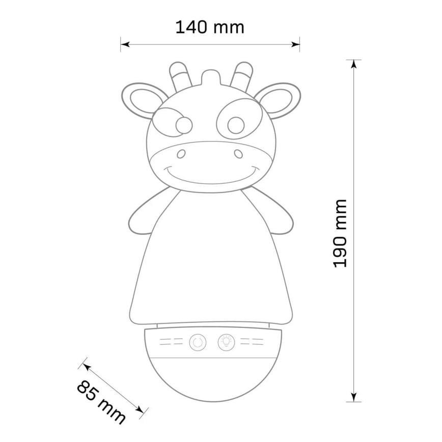 LED RGB Bērnu nakts lampiņa ar melodiju 3xAAA/5V žirafe