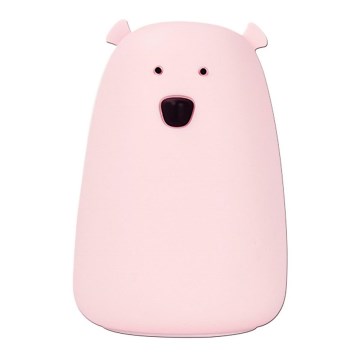 LED RGB Bērnu pieskāriena lampa BEAR LED/0,8W/5V rozā + USB