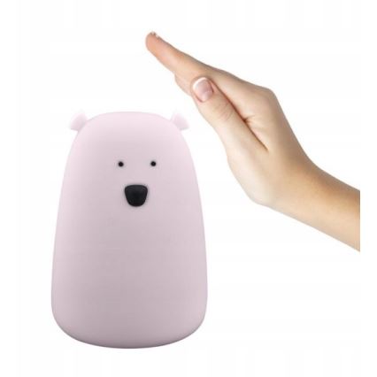 LED RGB Bērnu skārienjūtīgā lampa BEAR LED/0,8W/5V rozā + USB