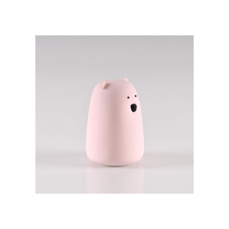 LED RGB Bērnu skārienjūtīgā lampa BEAR LED/0,8W/5V rozā + USB