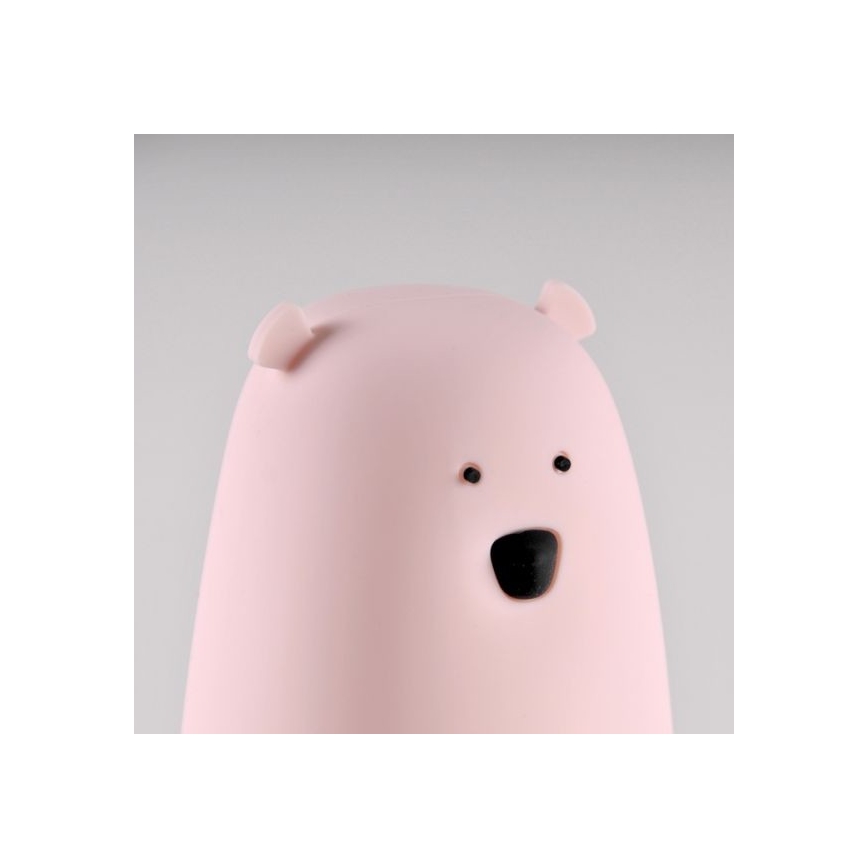 LED RGB Bērnu skārienjūtīgā lampa BEAR LED/0,8W/5V rozā + USB