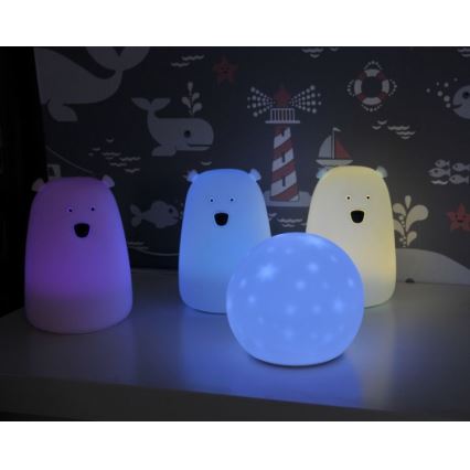 LED RGB Bērnu skārienjūtīgā lampa BEAR LED/0,8W/5V rozā + USB