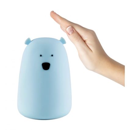 LED RGB Bērnu skārienvadāma maza lampa BEAR LED/0,8W/5V zila