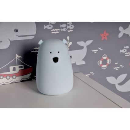 LED RGB Bērnu skārienvadāma maza lampa BEAR LED/0,8W/5V zila