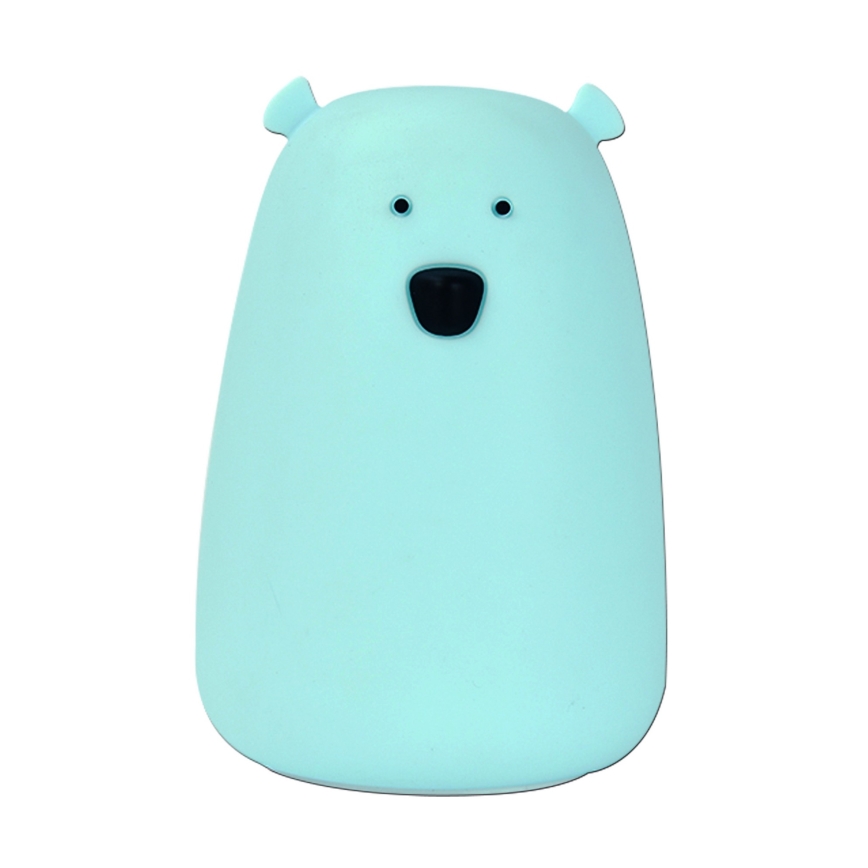 LED RGB Bērnu skārienvadāma maza lampa BEAR LED/0,8W/5V zila