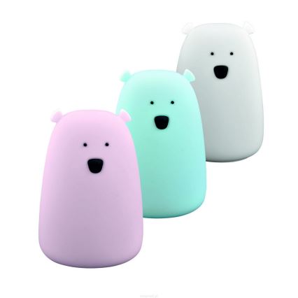 LED RGB Bērnu skārienvadāma maza lampa BEAR LED/0,8W/5V zila