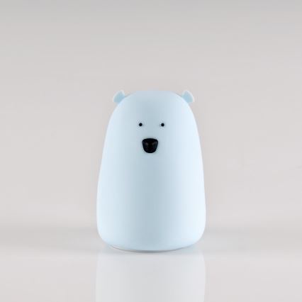 LED RGB Bērnu skārienvadāma maza lampa BEAR LED/0,8W/5V zila