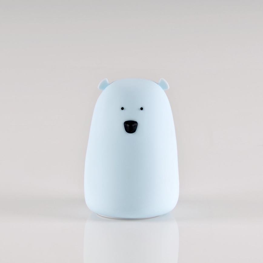 LED RGB Bērnu skārienvadāma maza lampa BEAR LED/0,8W/5V zila